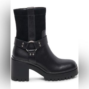 Leather Harness Biker Heel Boot Waterproof Blondo Black Womens 7.5